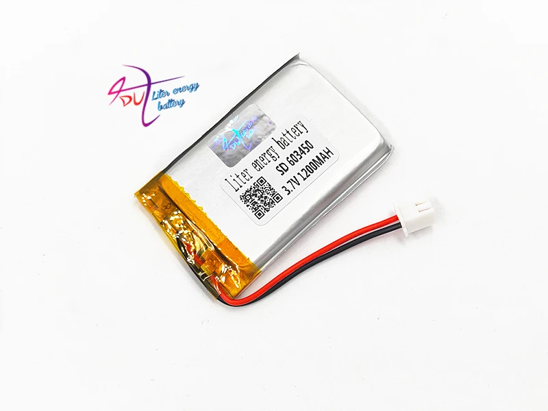 JST 2,54 мм 2 pin 603450 3,7 V 1200MAH 063450 литий-полимерная LiPo аккумуляторная батарея для Mp3 наушников DVD bluetooth камеры