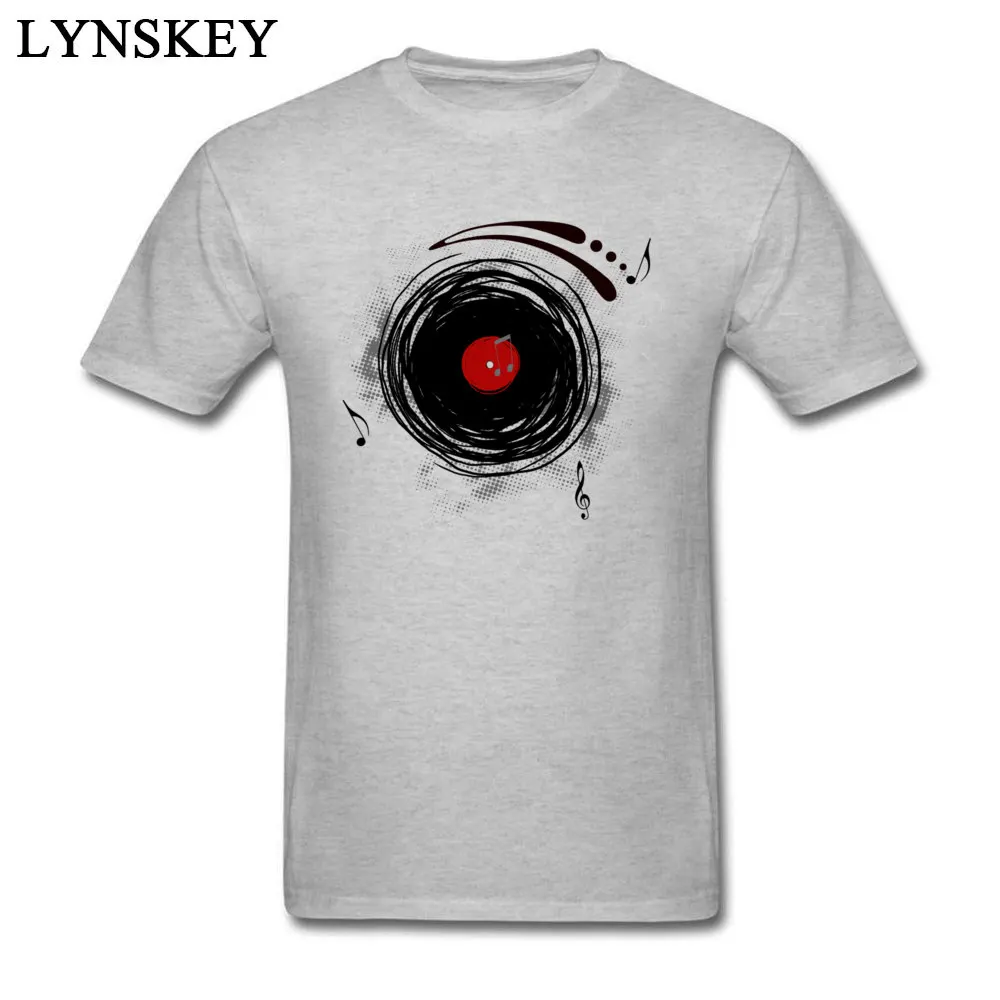 Faddish Male T-shirts Crew Neck Summer/Fall Short Sleeve 100% Cotton Tops Shirt Casual Group Clothing Shirt Top Quality Vinyl Records Retro Grunge DJ Art grey