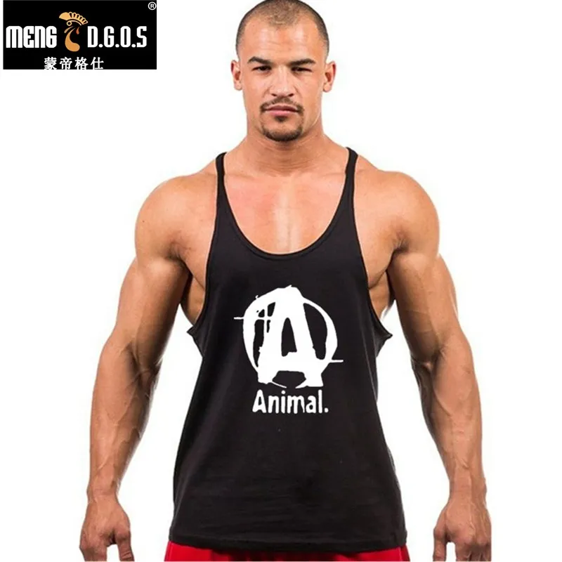 

2016 famous brand animal letter print tank top men 7 colors stringer tank tops fitness singlets