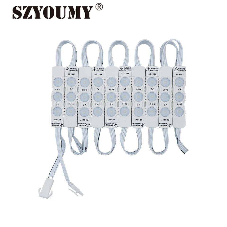 SZYOUMY Высокое напряжение AC 110 В 220 SMD 2835 3LED Модуль огни с объективом 1,8 Вт высокое мощность 500 шт. много DHL Бесплатная доставка