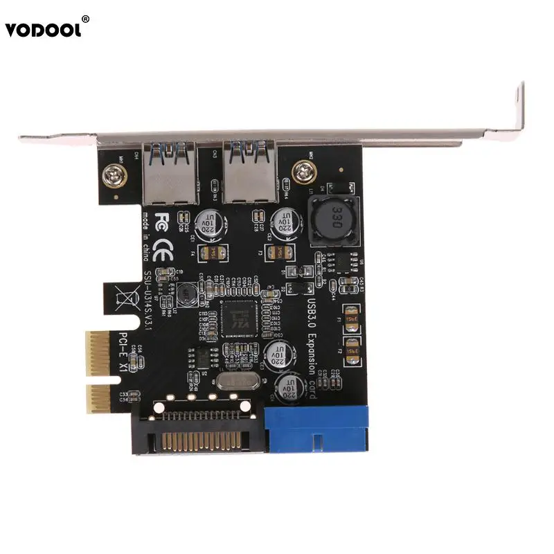 

VODOOL U3V14S PCIE Transfer 2Ports USB3.0 Expansion Card Desktop Front 19/20PIN Interface for Windows XP/7/8/8.1/10 Dropshipping