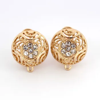 

Earrings Post with Loop Hanger Paved Rhinestone CZ Filigree Round Base DIY African Chile Clip Stud Earrings Jewelry Findings