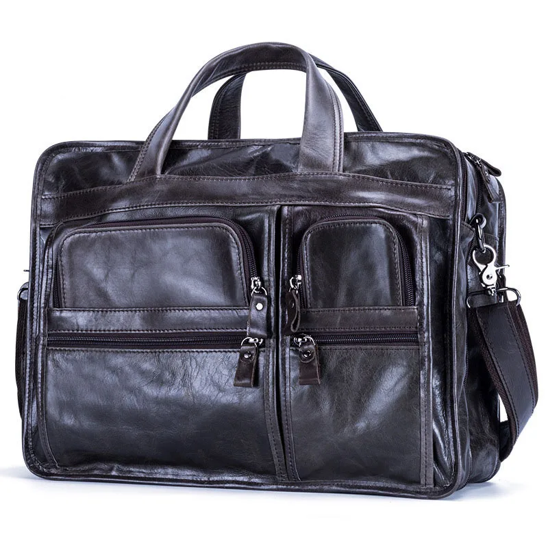 

2019 New Genuine Leather Business Fashion Bag Men Vintage Men's Simple Messenger Briefcases Handbag Briefcase Shoulder Bags