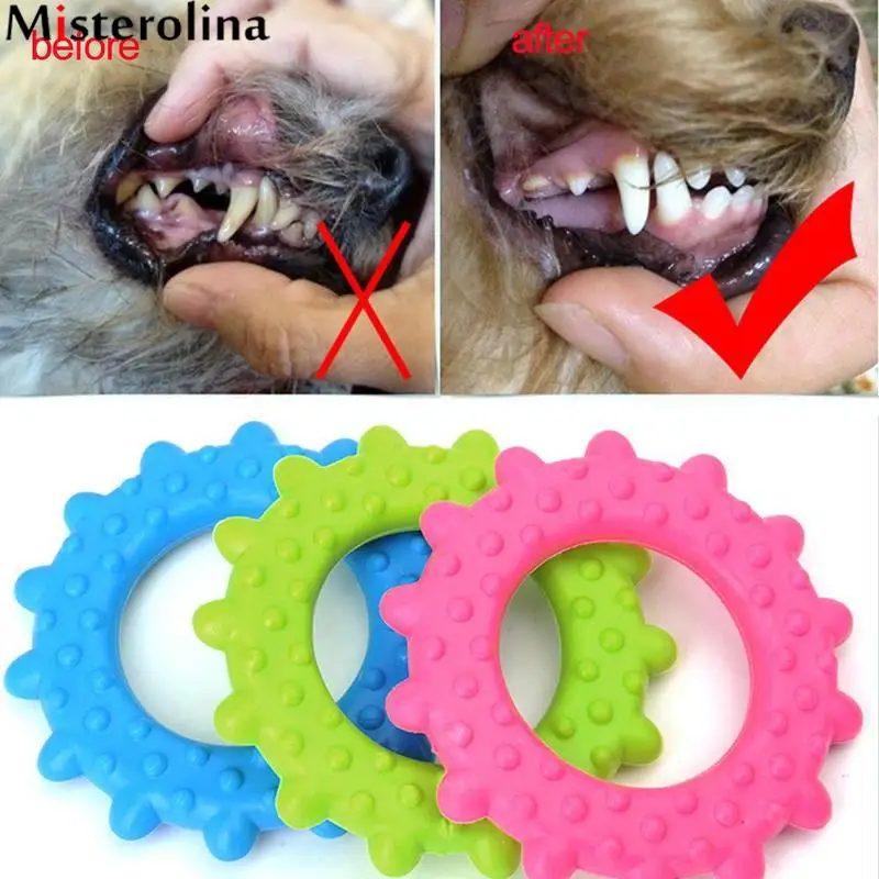 2PCS Round Circle Rubber Pet Puppy Dog Toys Interactive Training Small