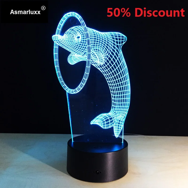 Дельфин 3D ночника Книги по искусству деко лампы удивительный красочный 3D ночник для Детский подарок 50% скидка бюджет цена дома deco
