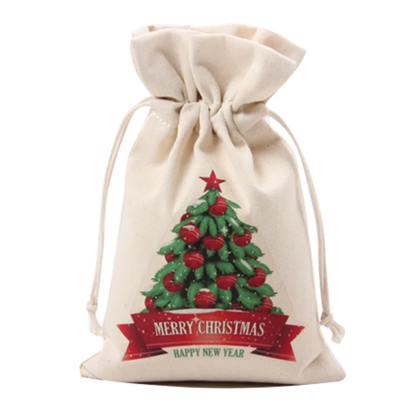 1 creamy white Canvas Creative Christmas Christmas Tree Pattern Storage