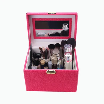 

HUNYOO Multifunction PU Plastic Makeup Storage Box Organizer Nail Polish Boxes Lipstick Holder Desktop Cosmetic Tools Container
