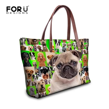 

FORUDESIGNS Women Handbag 3D Cute Animal Dog Print Large Capacity Causal Tote Bag Spanish Shouler Bag Female Shopping Bag Bolsos