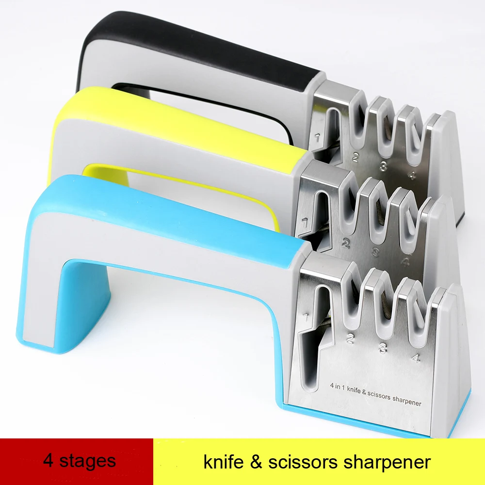 

XITUO Kitchen Knife Sharpener 4 Stages 4 in 1 Diamond Coated& Fine Ceramic Rod Knife Shears and Scissors Sharpening System Tools