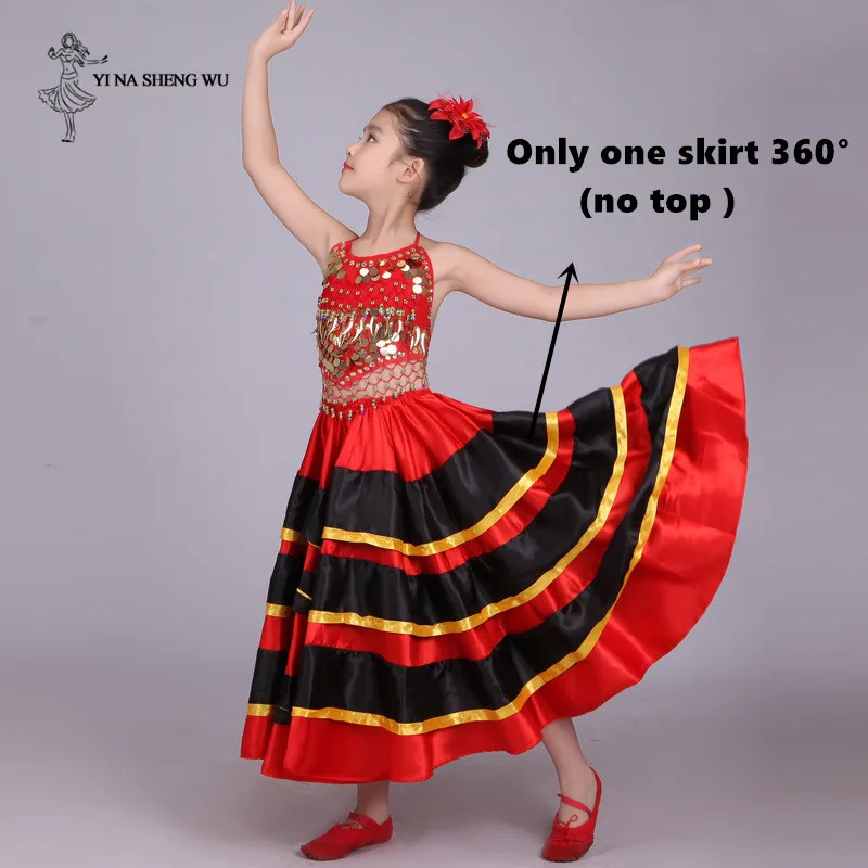 Костюмы для танца живота; детская длинная юбка для танцев; одежда для выступлений на сцене; большая юбка-качели для танцев; одежда для цыганских танцев для девочек - Цвет: 360 degree skirt