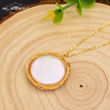 GLSEEVO 925S Серебряная натуральная пресноводная жемчужная подвеска в стиле барокко ожерелье для женщин эффектное ожерелье s роскошное ювелирное изделие GN0056