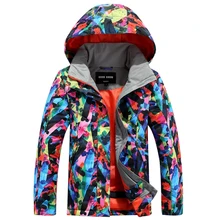 Gsou снег дети ветрозащищенная Лыжная куртка Водонепроницаемый Спорт на открытом воздухе одежда теплая для лыжного спорта Сноуборд девочек детская одежда Теплый