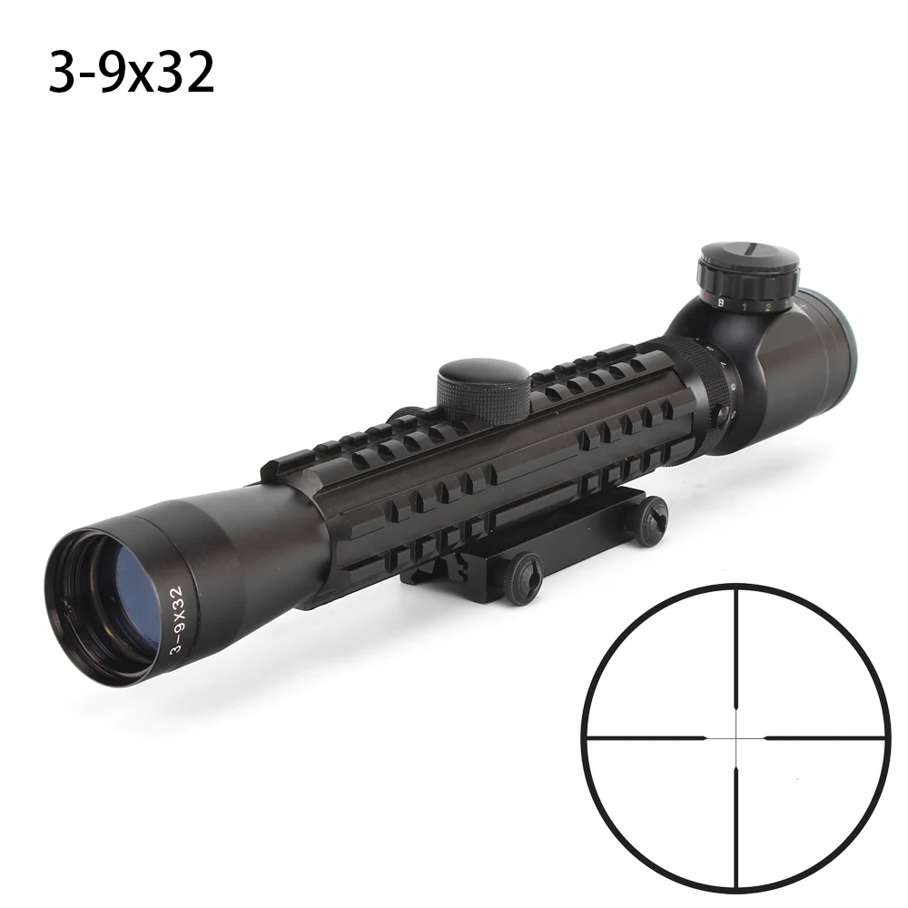 

Hunting 3-9X32 Scope Shooting Riflescopes Dull Polish Finish Fine Illuminated Duplex Reticle Optical Sight Tri-Rail Rifle Scope