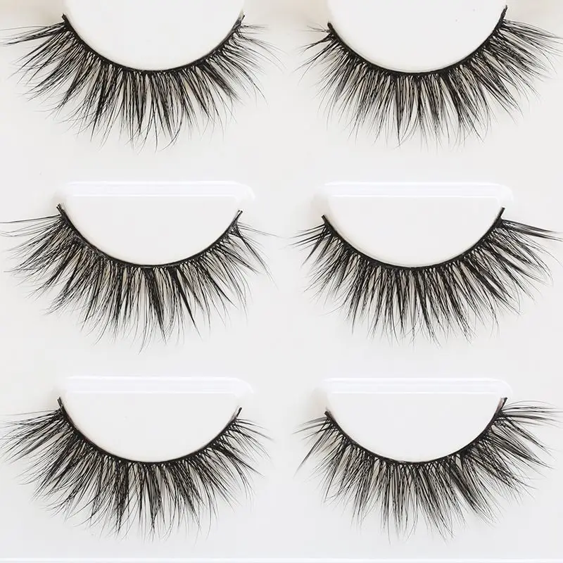 

3 Pairs Natural False Eyelashes Makeup Real 3d Mink Lashes Soft Eyelash Extension Long Fake Eye Lashes