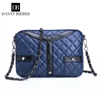 

DANNY BIEBER Fashion Lozenge Handbags High Quality PU Leather Women Bag Chain Small Square Package Lattice Shoulder Female Bag
