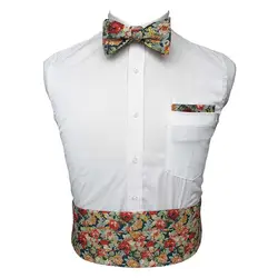 JEMYGINS 100% хлопок высокое качество с цветочным принтом Self мужской галстук-бабочка и платок и поясом для джентльмена вечерние свадебные