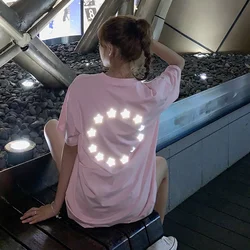 Reflective T-Shirt Round Neck Casual Short Sleeves Letter & Stars Printing T-Shirts Women's Fashion T-Shirts Reflective T-Shirt Round Neck Casual Short Sleeves Letter & Stars Printing T-Shirts Women's Fashion T-Shirts
