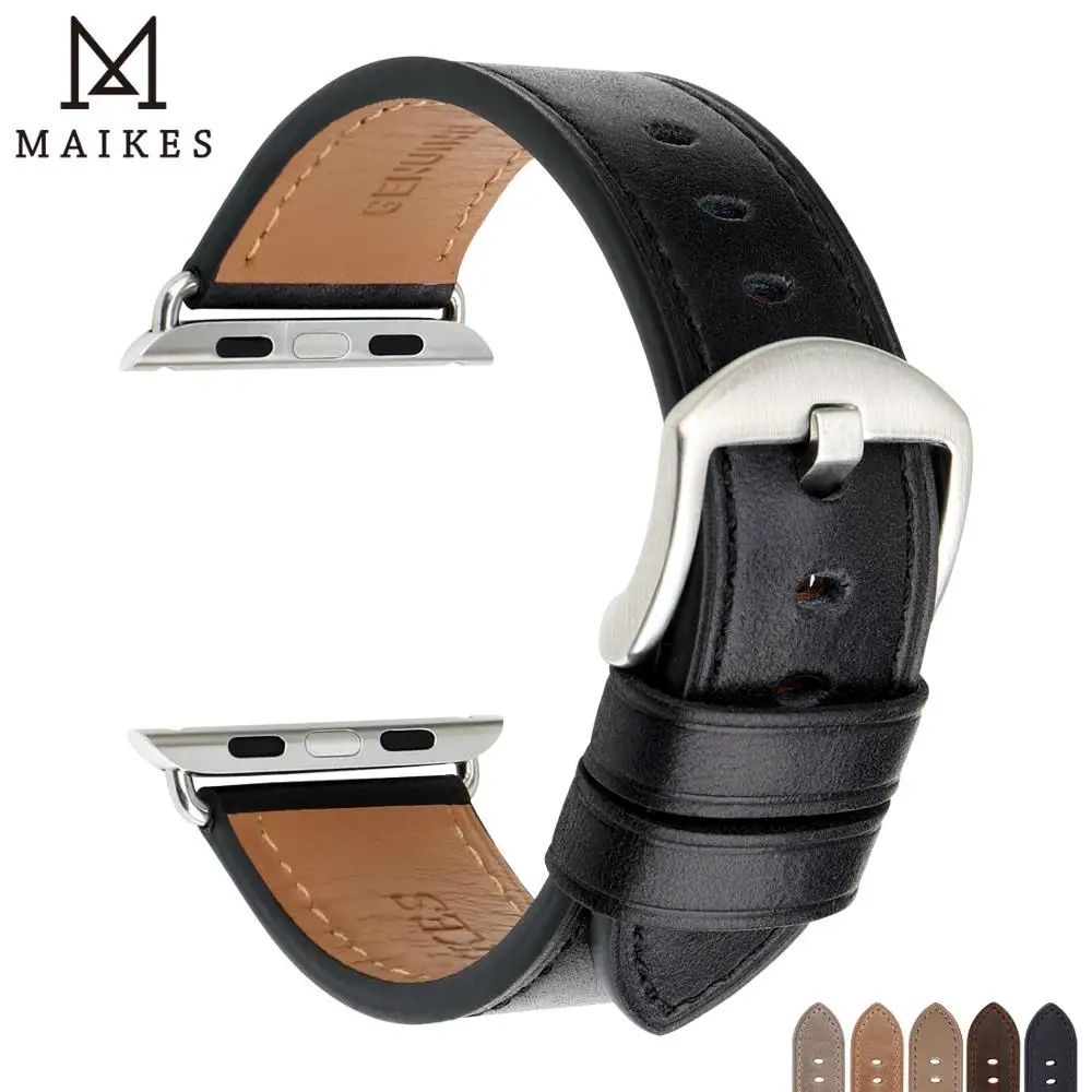 Аксессуары для часов MAIKES iwatch 4 3 2 1 ремешок из натуральной кожи Apple Watch 44 мм 40 и браслеты 42 38 мм|Ремешки часов| |