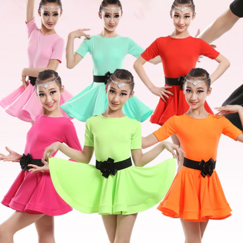 

2018 girls latin dresses for dancing ballroom dance dress Spandex rumba samba children samba cha cha tango skirt standard salsa