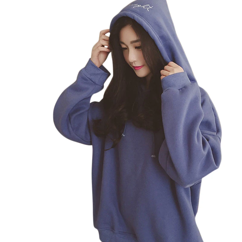 

Women Spring Autumn Hoodie Pullover Plus Size Letter Long Sleeve Solid Color Hooded Loose Casual Tops