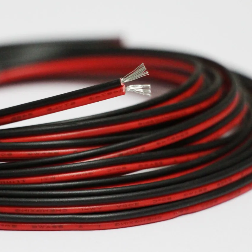 

20m /lot 2468 22awg 2 pin tinned oxygen-free copper red black PVC insulated wire cable 22 awg stranded wire LED electronic wire