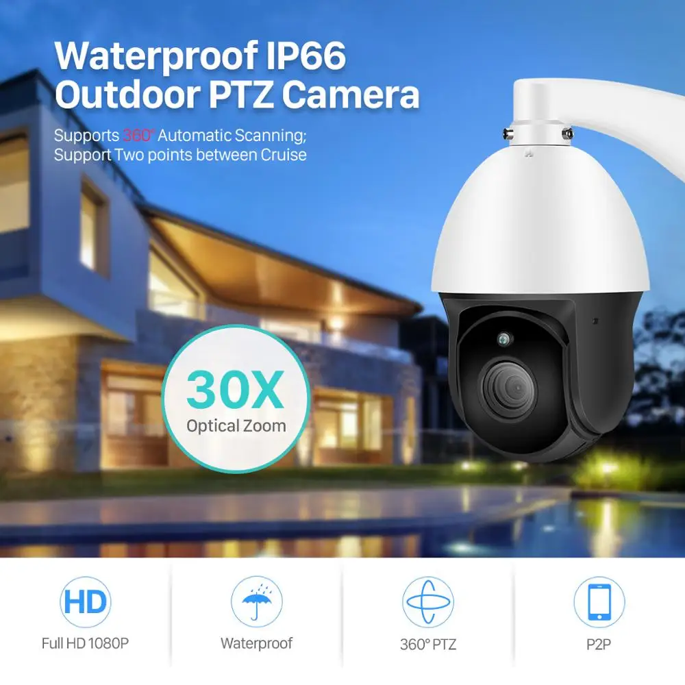 

BESDER H.265 PTZ IP Camera 30X ZOOM Waterproof Hi3516E Mini Speed Dome Camera Outdoor IR 60M CCTV Security Camera IP ONVIF Alert