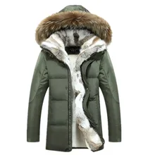 Мужская куртка на утином пуху, зимнее теплое пуховое пальто, роскошный меховой капюшон, шерстяная подкладка, повседневные толстые парки размера плюс 5XL WLF130