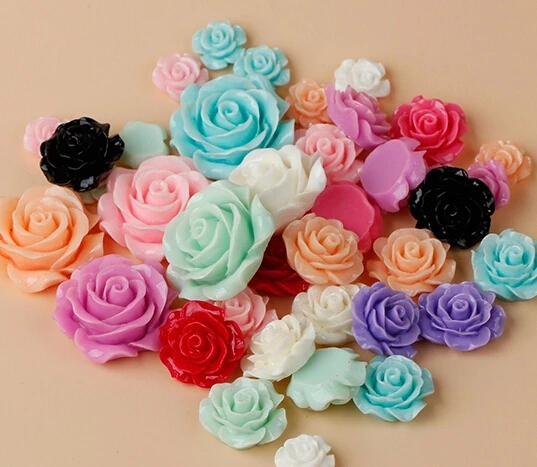 

20pcs mixed color multi-size resin rose flower stickers drill DIY mobile phone shell material diy handmade accessories