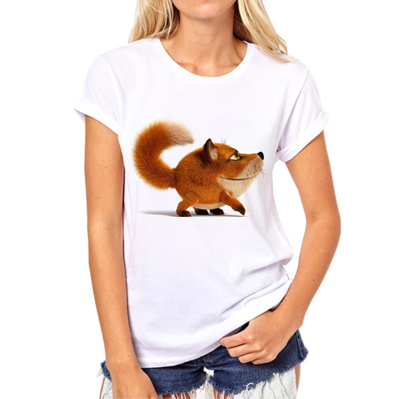 

2018 New Summer 3D Kawaii Fox Print Short Sleeve Women Tshirt Tops Femme Casual Harajuku Girl T Shirt Brand clothing N8-16#