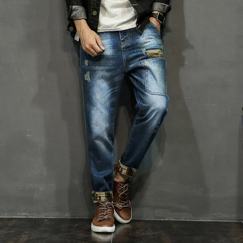 2017 New Design Plus Size Hip Hop Casual Jeans Men Stretch Harem Denim
