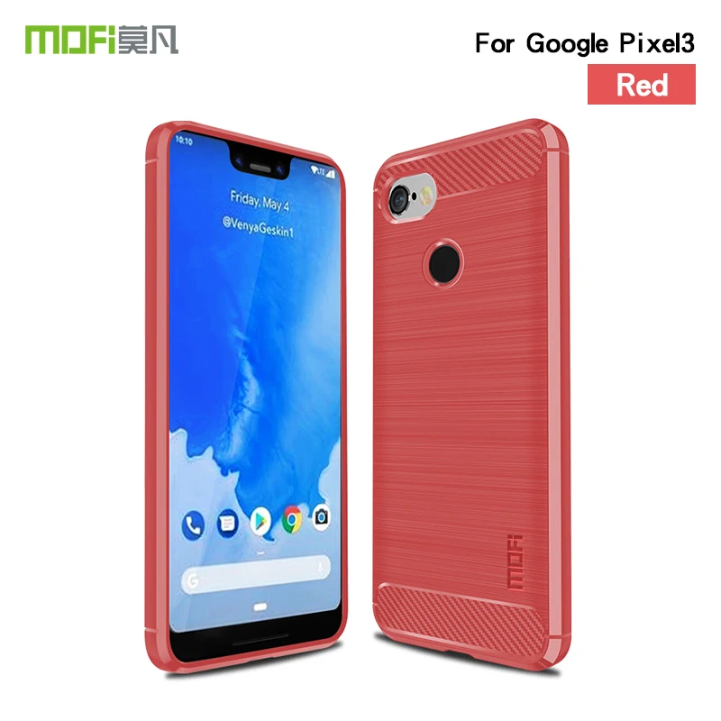 Красный MOFi для Google Pixel 3 чехол силиконовый из углеродного волокна Мягкий ТПУ ударопрочный полный защитный чехол для Google Pixel 3 задняя крышка - Цвет: Красный