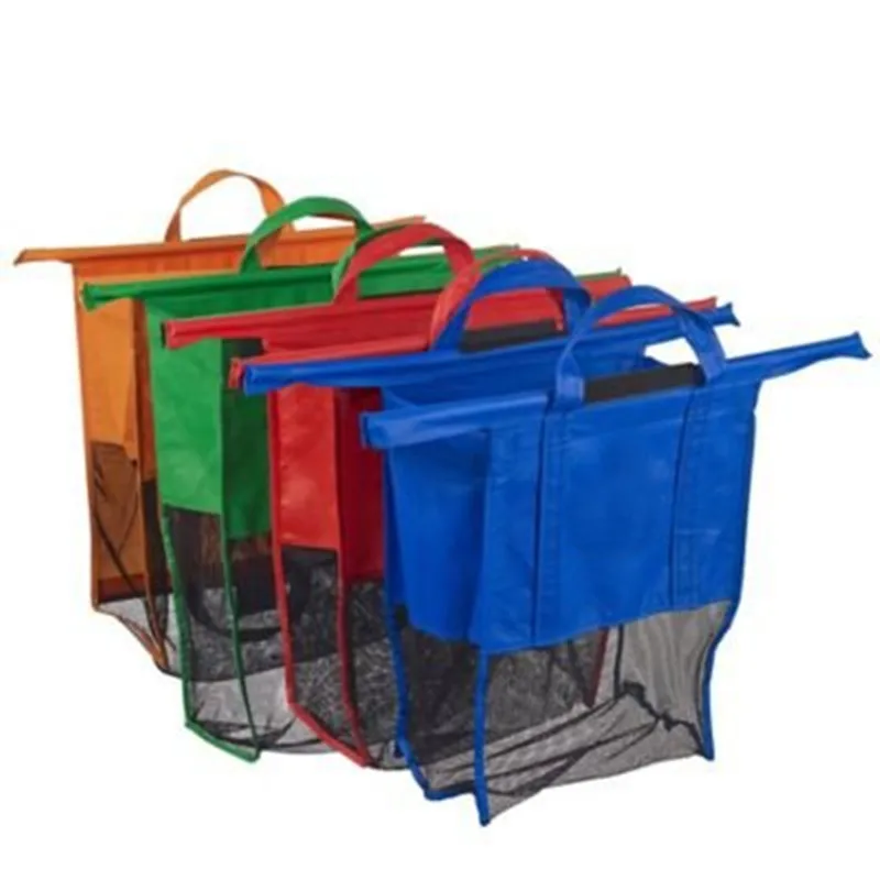 4 Pack Trolley Bags Eco Friendly Reusable Grocery Bags Perfect For Shopping Carts Detachable ...