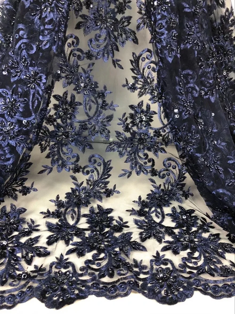 Hot Sales Newest Arrival Top Quality Handmade Embroidered African Tulle French Lace Fabric with beads Or Party Dress | Дом и сад