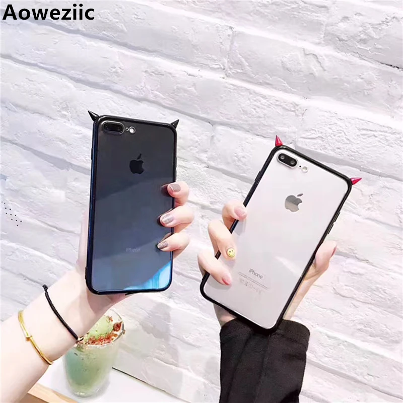 

Aoweziic Original hand small devil For iphone7 6s 8plus X phone case transparent all-inclusive couple XS MAX XR phone shell