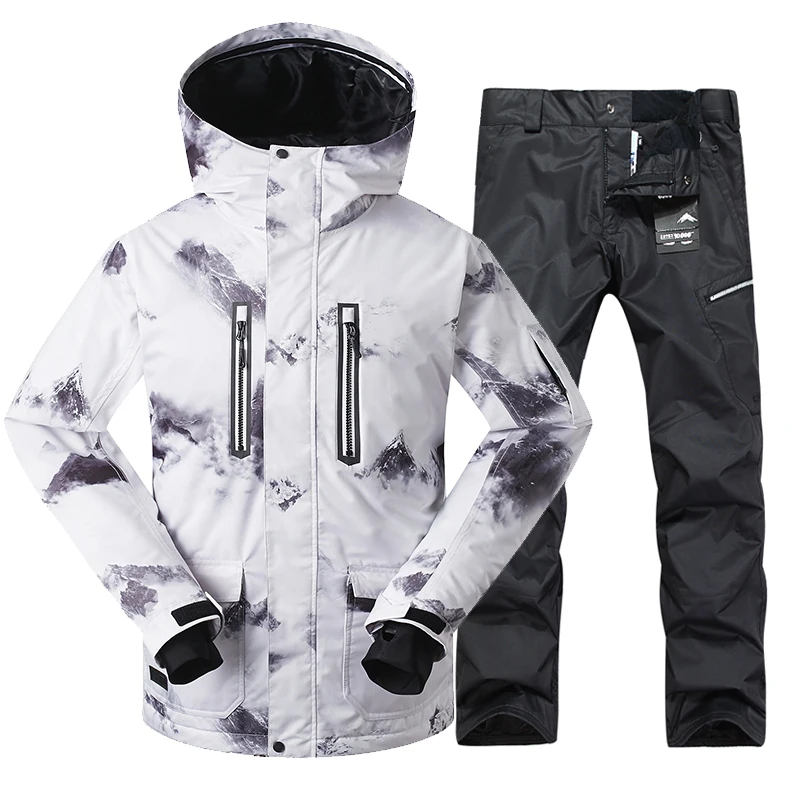 black white ski jacket