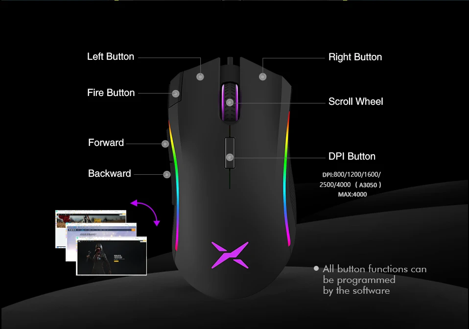 DELUX T9X Wired RGB Backlight Gaming Keyboard M625 Wired Mouse DPI 4000 Light Gamer PC Gaming Mice Keyboard Combos for computer