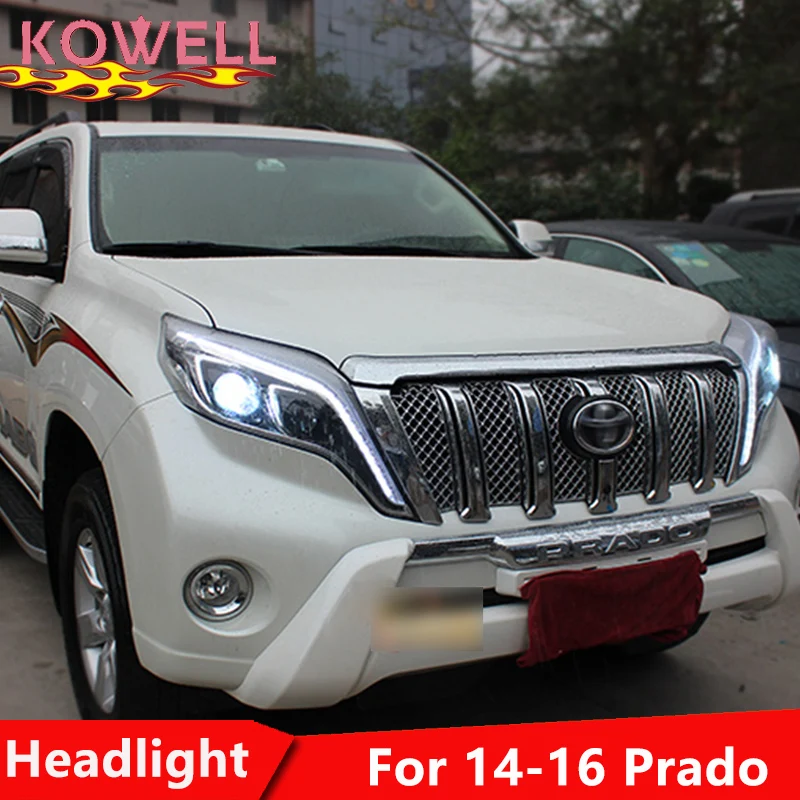 

KOWELL Car Styling 2014-2015 For toyota prado xenon headlights car styling bi xenon lens for prado LED DRL head lamps xenon H7 l