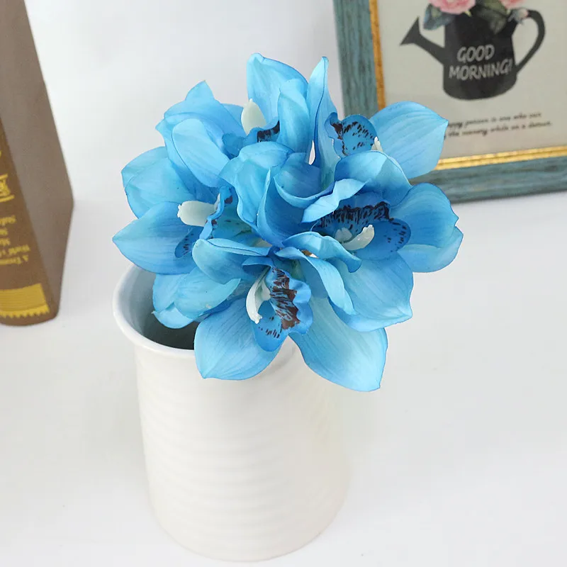 Flone Artificial Butterfly Orchid Flower Simulation Latex Flower Real Touch Lily Bouquet Wedding Home Office Party Decor Floral (4)