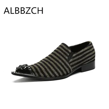 

Luxury brand designer genuine leather men shoes pointed toe slip on fashion loafers men's casual party shoes work shoes soze 46