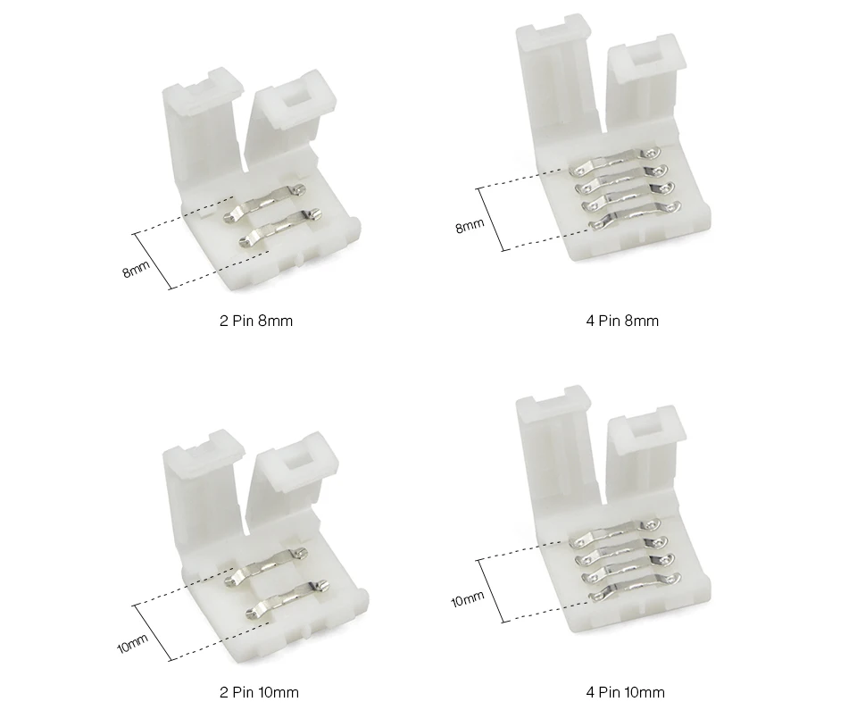 5 шт./лот светодиодные ленты светильник аксессуары 2Pin/4Pin разъем 8 мм/10 мм светодиодные ленты разъемы для 2835/5050 RGB/одноцветная лента