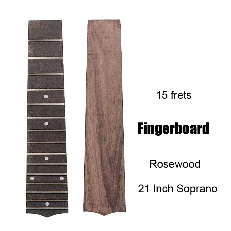 

21 Inch Soprano Ukulele Fretboard 15 Fret Hawaii Rosewood Ukulele with 4mm Dot Fingerboard Replacement