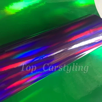 

1.52x20m/roll Purple Holographic Chrome Vinyl Film Rainbow Sticker Car Film Laser car wrap film Holographic Chrome Sticker