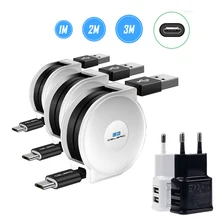 Кабель зарядного устройства для Android, шнур, Выдвижной Micro USB кабель для передачи данных, кабель 3, 2 метра для huawei Honor 20i 8x Max Xiaomi Redmi 8 8A