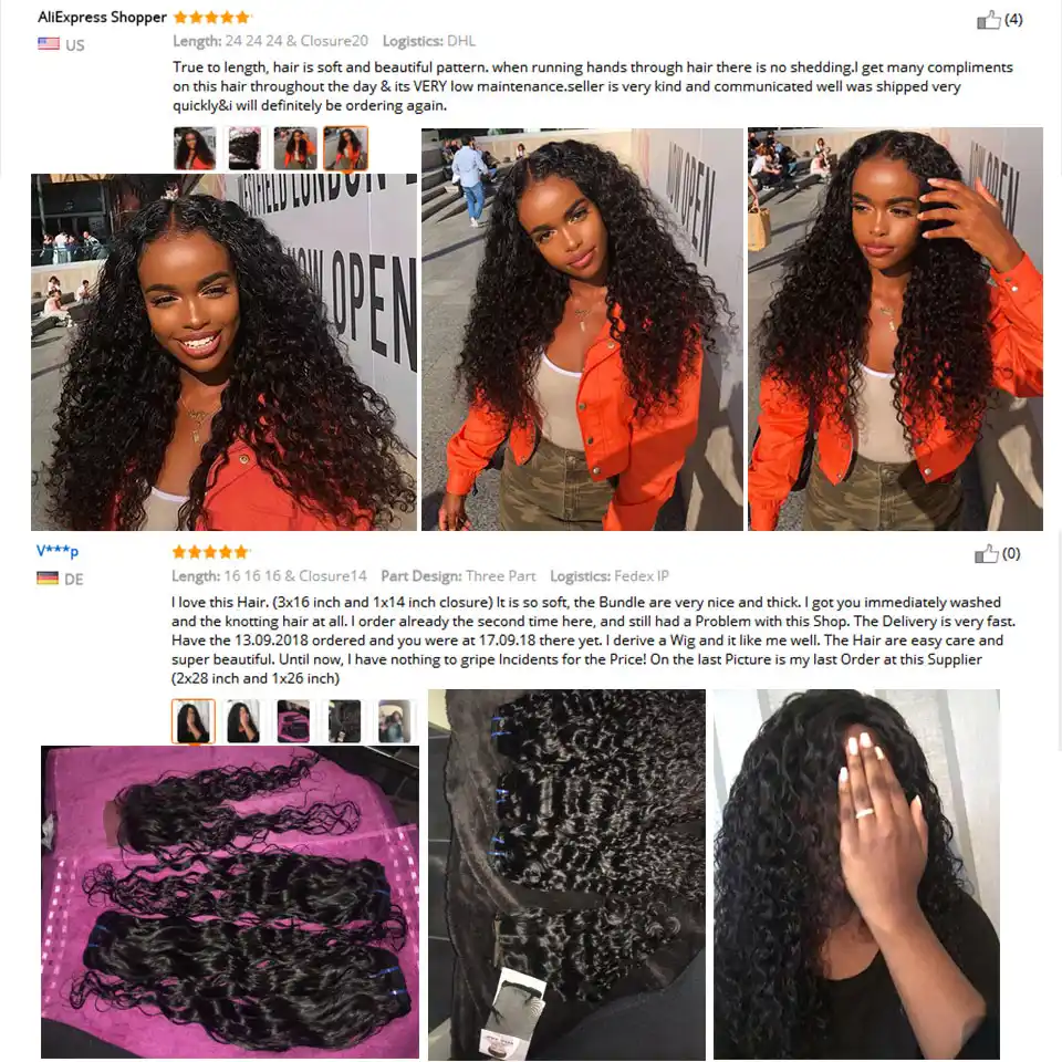 Iwish 3 4 Brazilian Hair Water Weave Bundles With Closure 100