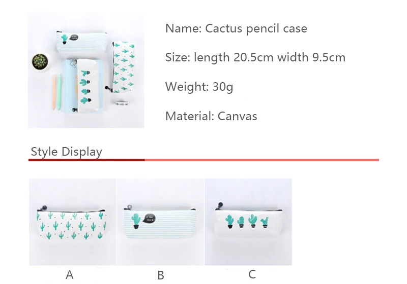 Кактус пенал из парусины школьные принадлежности кавайи канцелярские принадлежности Канцелярии школьные симпатичный карандаш коробка