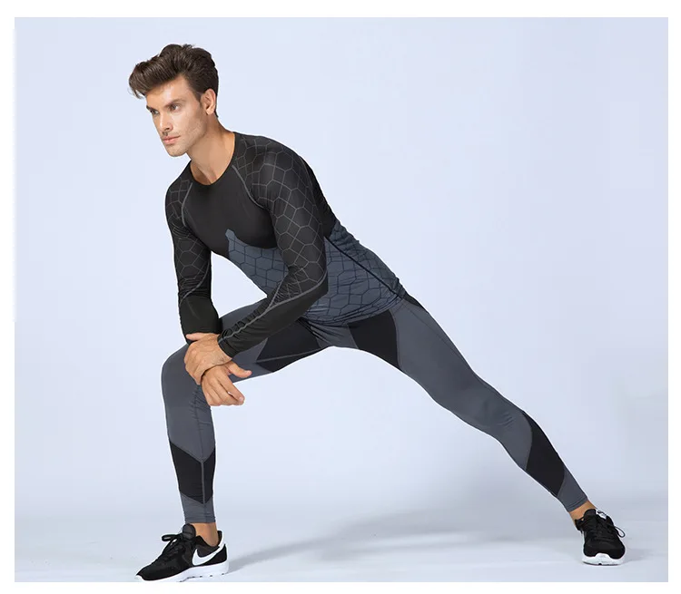 Мужские длинные штаны для бега, фитнеса, тренировок, спортзала, обтягивающие эластичные быстросохнущие Компрессионные спортивные брюки, леггинсы 4030