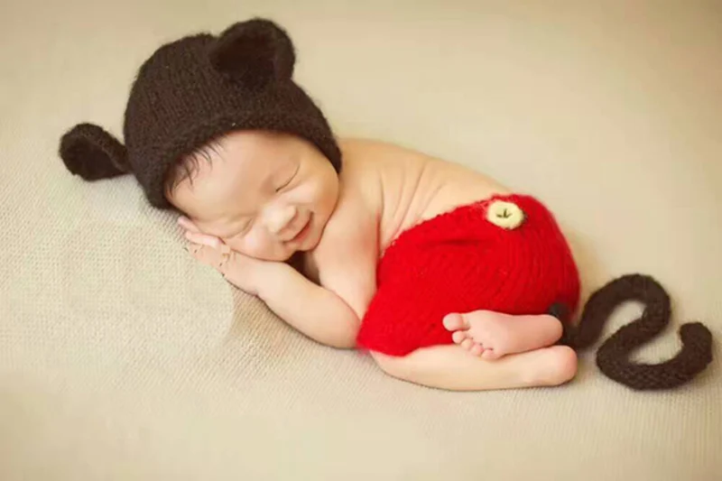 Newborn Little Baby Girl Boy Photography Mohair Cartoon Animal Hat Outfit Props Newborn baby Picture Photo Shoot Outfits Clothes