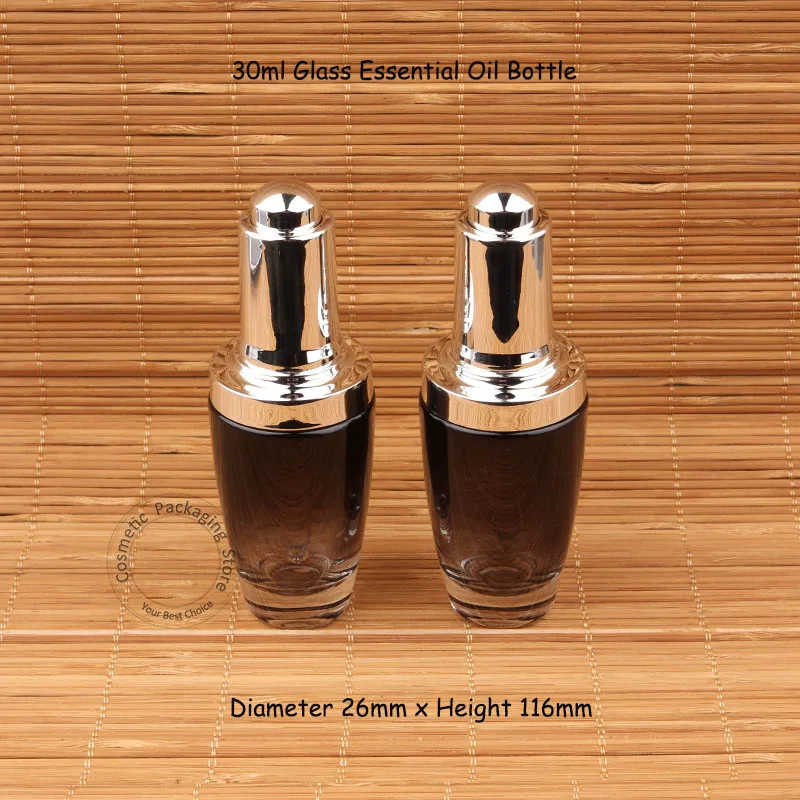 

30pcs/Lot Wholesale 30ml Essential Oil Bottle with Dropper Glass Women Cosmetic Container 30 Gram Packaging with Silver Cap