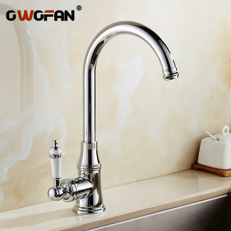 Kitchen Faucets Single Lever Faucet 360 Rotate Deck Mounted Kitchen Faucet Chrome Single Holder Single Hole Mixers Taps N22-106 Kitchen Faucets Single Lever Faucet 360 Rotate Deck Mounted Kitchen Faucet Chrome Single Holder Single Hole Mixers Taps N22-106