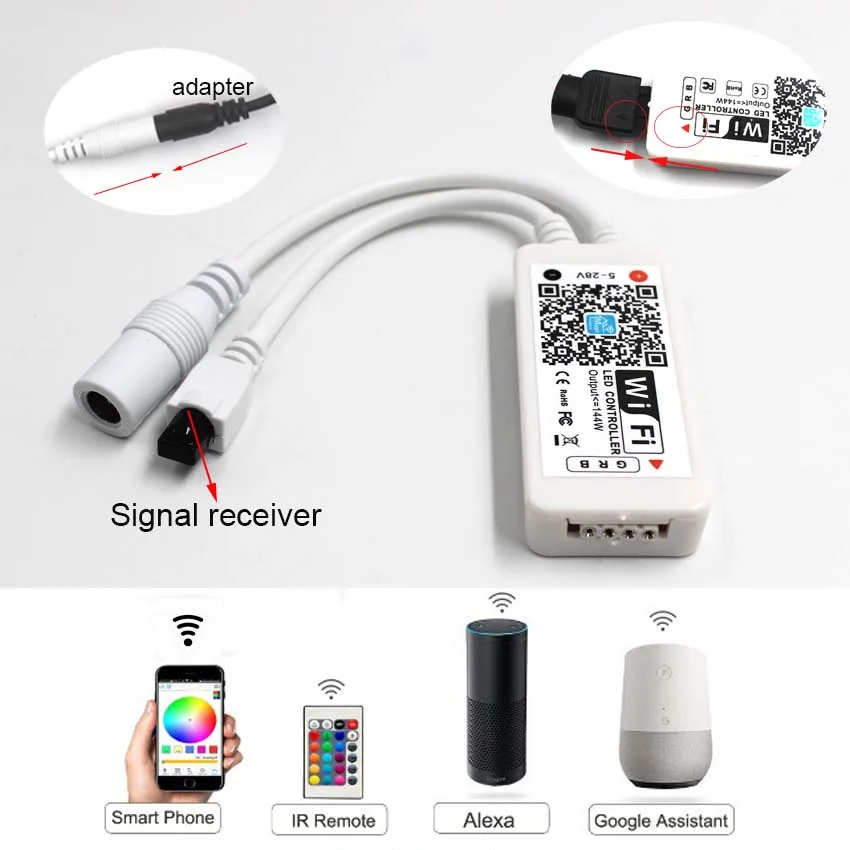 IKVVT WIFI Светодиодная лента RGB 5050 5 м водонепроницаемый беспроводной контроллер 12 В